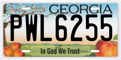 GA license plate PWL6255