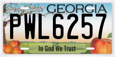 GA license plate PWL6257