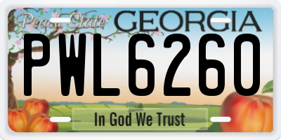 GA license plate PWL6260