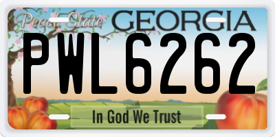 GA license plate PWL6262