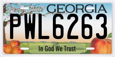 GA license plate PWL6263