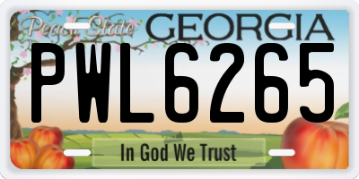GA license plate PWL6265