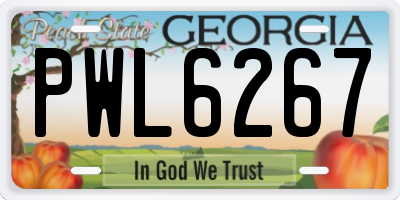 GA license plate PWL6267