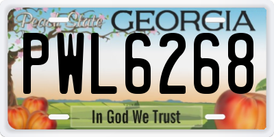 GA license plate PWL6268