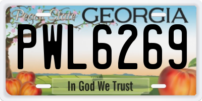 GA license plate PWL6269