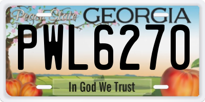 GA license plate PWL6270