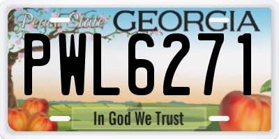 GA license plate PWL6271