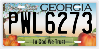 GA license plate PWL6273