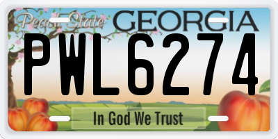 GA license plate PWL6274