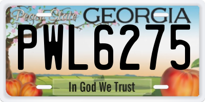 GA license plate PWL6275