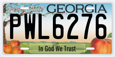 GA license plate PWL6276