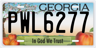 GA license plate PWL6277