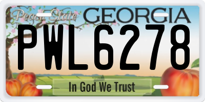 GA license plate PWL6278