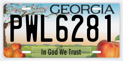GA license plate PWL6281