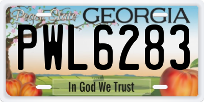 GA license plate PWL6283