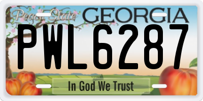 GA license plate PWL6287