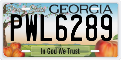 GA license plate PWL6289