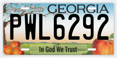 GA license plate PWL6292