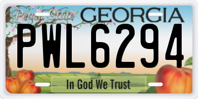 GA license plate PWL6294