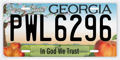 GA license plate PWL6296