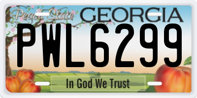 GA license plate PWL6299