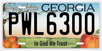 GA license plate PWL6300