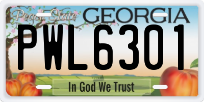 GA license plate PWL6301