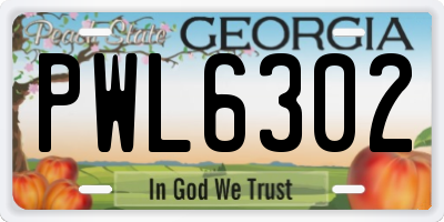 GA license plate PWL6302