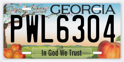GA license plate PWL6304