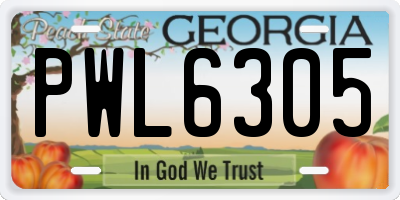 GA license plate PWL6305