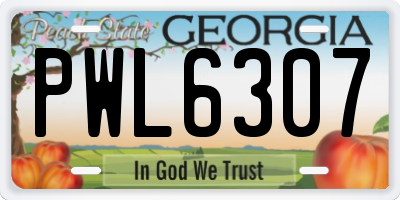 GA license plate PWL6307