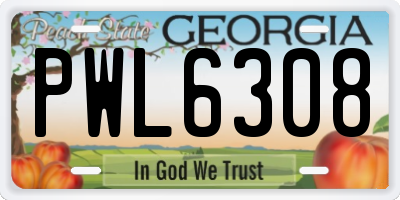 GA license plate PWL6308