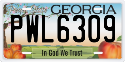 GA license plate PWL6309