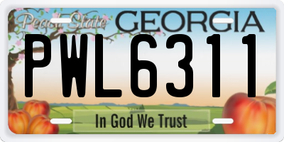 GA license plate PWL6311