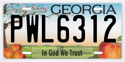 GA license plate PWL6312