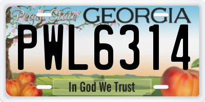 GA license plate PWL6314