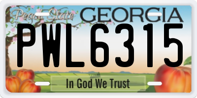 GA license plate PWL6315