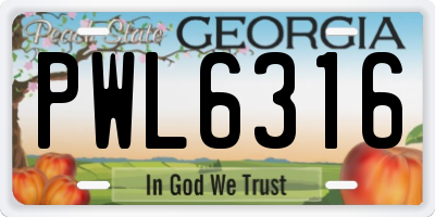 GA license plate PWL6316