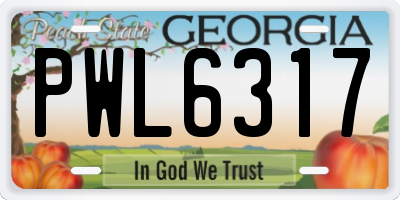 GA license plate PWL6317