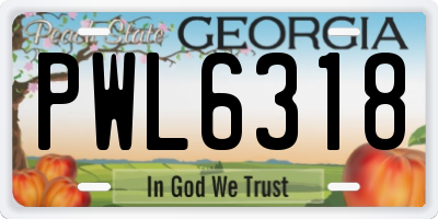 GA license plate PWL6318