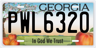 GA license plate PWL6320