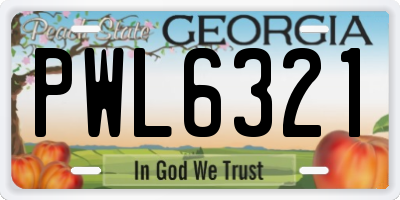 GA license plate PWL6321