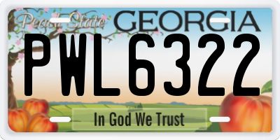 GA license plate PWL6322