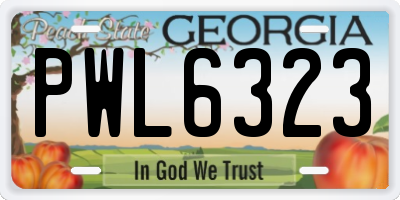 GA license plate PWL6323
