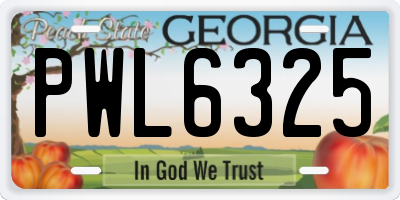 GA license plate PWL6325