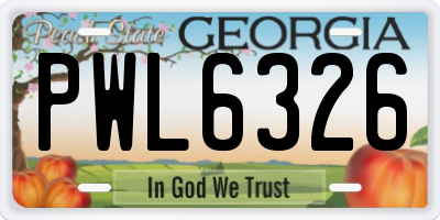 GA license plate PWL6326
