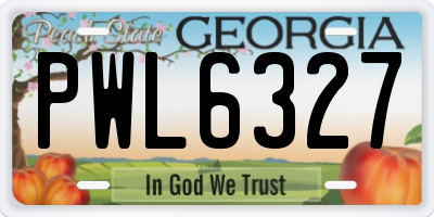 GA license plate PWL6327