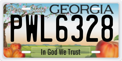 GA license plate PWL6328