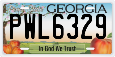 GA license plate PWL6329