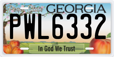 GA license plate PWL6332